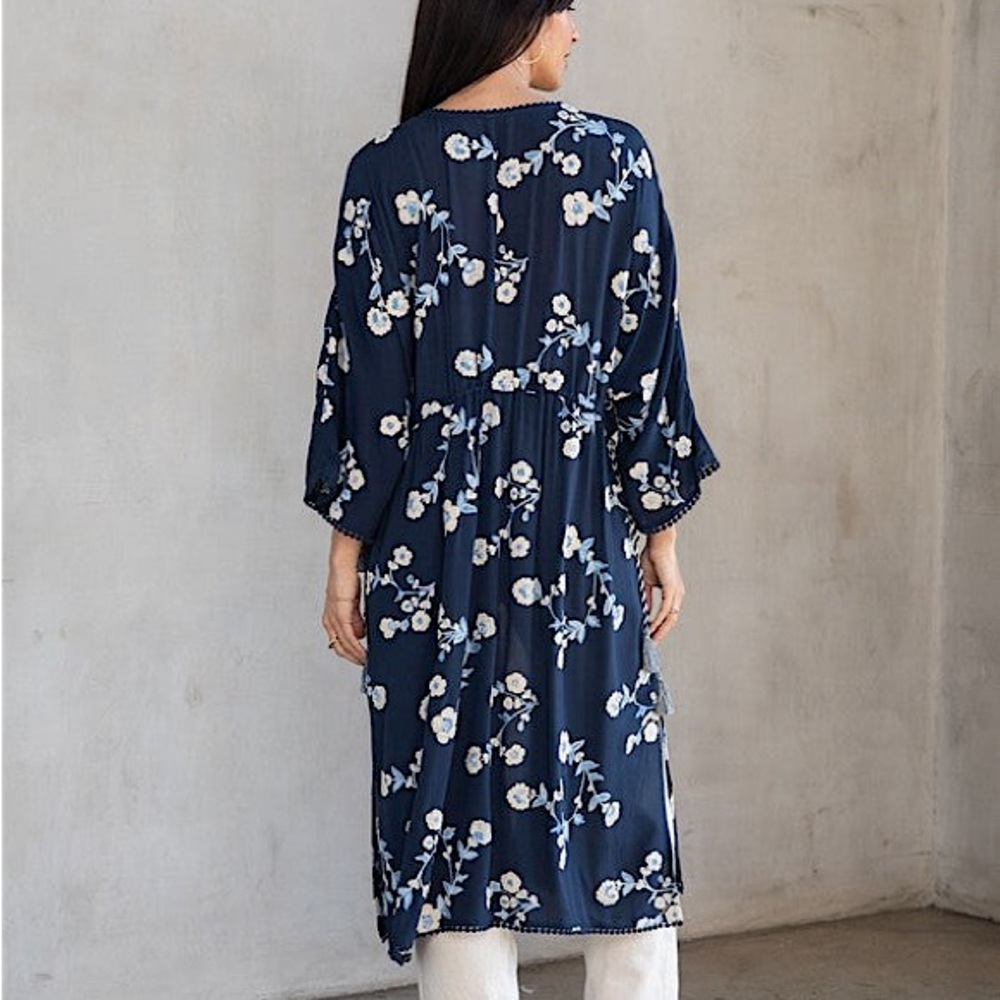 Love Stitch Navy Floral Kimono Top - Picture 3 of 4